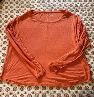EUC Aerie Ribbed Coral Pink Long Sleeve Shirt size XL thumbnail 1