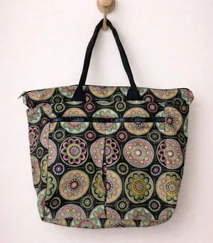 LeSportsac Floral Nylon Tote Bag Large Lightweight Travel Shoulder Bag Zip Top thumbnail 1