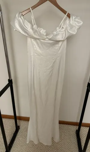 Club L Off The Shoulder White Gown thumbnail 1