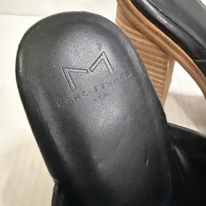 Marc Fisher Shoes Womens Size 9 Black Leather Block Heel Mule Sandals Square Toe thumbnail 2