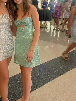 Hello Molly SPARKLES FLYING SEQUINS MINI DRESS SAGE thumbnail 3
