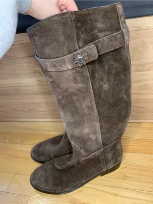 Tory Burch Brown T Lock Suede Riding Boots - Size 9 thumbnail 2