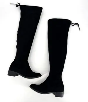 Aldo Women's Suede‎ Flat Lace Pull On Round Toe Over The Knee Boots Black Size 8 thumbnail 1