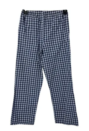 Handmade Navy Plaid Pants Women's XS/Petite Small? Elastic Waist Hand Pockets Us thumbnail 1