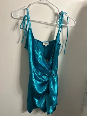NWT Superdown Aqua Wrap Mini Dress thumbnail 5