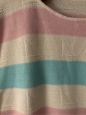 Women’s Pastel Striped Knit Top — Pink, Blue & White Size M/L thumbnail 3