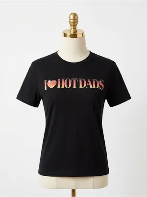 Jonas Brothers I Heart Hot Dads Graphic Tee Concert Tour Fan Merch Black Shirt thumbnail 1