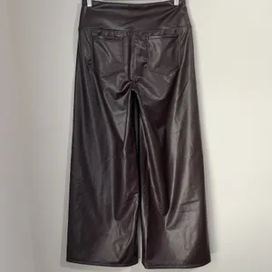Halara Faux Leather Wide Leg Pants Womens Large High Waisted Chocolate Brown NWT thumbnail 4