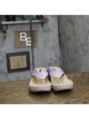NWT G.C. Shoes Womens Tiana Embellished Comfort Wedge Sandals Tiana Purple 7.5M thumbnail 8