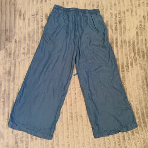 Workshop Republic Clothing Blue Lyocell Wide Leg Chambray Drawstring Pants Small thumbnail 8