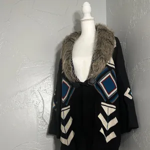Steel Roses Aztec Cardigan | Faux Fur Collar | Boho Western . thumbnail 8