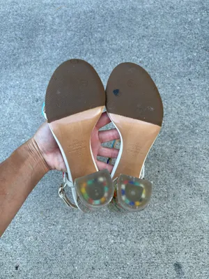 Valentino medallion beaded floral lucite-heel leather sandal size 37 thumbnail 14