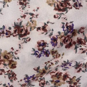 Floral Tiered Midi Dress in White with Mauve Print thumbnail 7