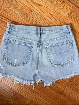 AGOLDE Parker Long Short Distressed Denim Blue Waist 29 thumbnail 2
