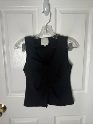 Reformation Tefi Twist Cotton Knit Top In Black S thumbnail 2