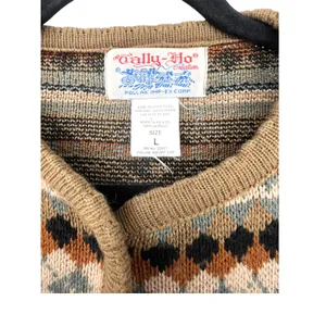Tally-Ho Vintage L Aztec print cardigan wool blend Cardigan Knit 70's Womens thumbnail 3