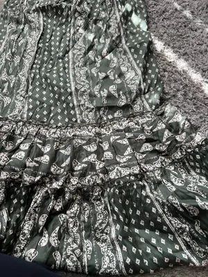 World Market Women's Cotton Tired Maxi Summer Halter Printed Dress Green New S/M thumbnail 9
