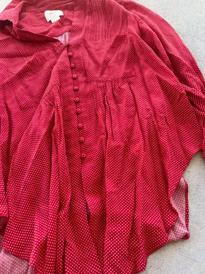 Anthropologie Maeve Matilda Polka Dot Blouse Button‎ Front Red White Size S thumbnail 11