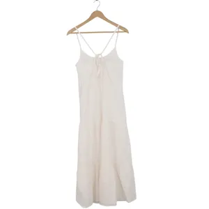 Madewell White Cotton Clip Dot Tiered Midi Dress Tie Back Sleeveless Small thumbnail 5