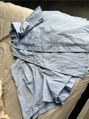 Light Blue Embroidered Short-Sleeve Shirt Set thumbnail 3
