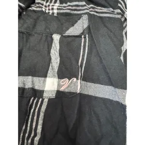 Victorias Secret Size Small Plaid Button Up Longsleeve Pajama Top Black‎ White thumbnail 5