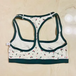 VS PINK Cotton Dorm Unlined Bralette & Flannel Pajama Shorts Cream Holly Print M thumbnail 7