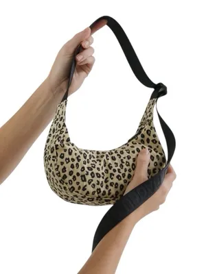 Like New➡️Baggu Mini Nylon Crescent Bag - Honey Leopard thumbnail 3