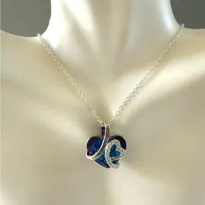 Sterling Silver Heart Topaz Colored Pendant W/ Sterling Plate Chain thumbnail 3