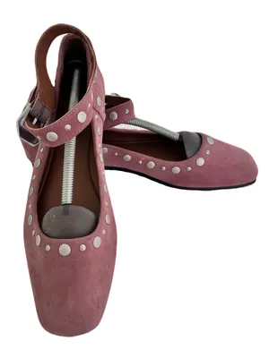 Free People Mauve Suede ‘Mystic’ Mary Jane Ankle Strap Studded Flats, Size 9 thumbnail 4