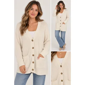 Quince Oversized Boyfriend Cardigan Sweater Cream Merino Wool Alpaca Women Small thumbnail 2