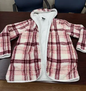 Jolie & Joy Sherpa Plaid Hooded Jacket Size Large thumbnail 1
