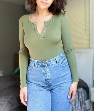 Forever 21 Green Button Down Long Sleeve Shirt thumbnail 1