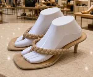Veronica Beard Marissa Sand‎ Suede Square Toe Thong Sandal Braided Summer 9.5 thumbnail 1