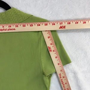 Due Per Due M Knit Polo Top Lime Green Stretch‎ Preppy Spring Sporty Pastel 90s thumbnail 8