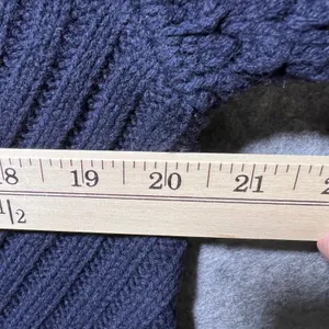 J.Crew Navy Blue‎ 100% Wool Sweater Bobble Diamond Cable Knit Crewneck Medium thumbnail 3