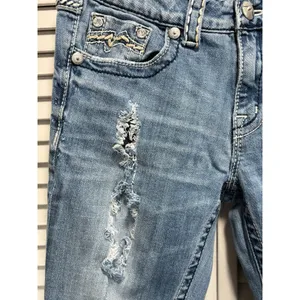 Miss‎ Me Boyfriend Capri Heavy Distress Jeans Embroidered/Gems Logo 25 Low Rise thumbnail 2