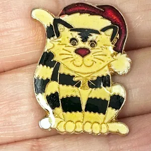 Vintage Centennia cat with Santa hat pin thumbnail 2