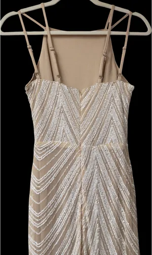 Boutique Tan and White sequined Formal Maxi Dress thumbnail 4