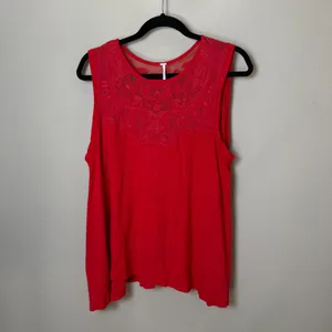 Free People Meant to Be Embroidered Swing Tank Top Red Coral Size Large thumbnail 3