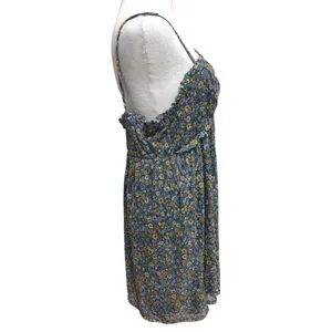 Floral Mesh Babydoll Mini Dress Womens L Stretch Boho Cottage Fairy Festival Y2K thumbnail 3