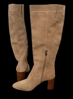 Vince Camuto Casey Boot Knee High Beige Suede Block Heel Size 8, NWT, no box thumbnail 1