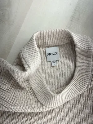 nwot NIC+ZOE cotton beige tan sweater top thumbnail 2