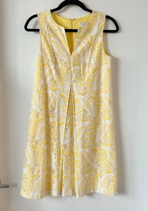 Loft Yellow Crochet Lace Sheath Sleeveless Summer Dress Size 2 NWOT thumbnail 1