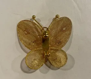 Adorable Little golden butterfly mesh pendant pin vintage thumbnail 7
