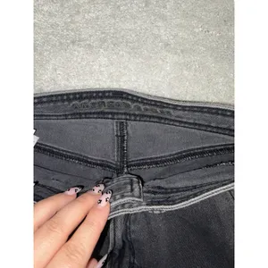 American Eagle Wide Leg Crop Black Washed Jeans Vintage Style Waist 6 Short thumbnail 4