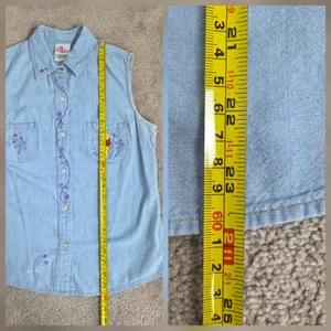 Vtg 90s Disney Store Winnie the Pooh Embroidered Chambray Shirt Button Up Sz M thumbnail 11