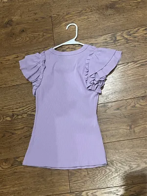 Purple ruffle sleeve top thumbnail 2