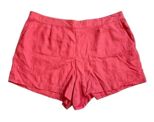 Abercrombie and Fitch Pink Linen Blend Pull-On Shorts Women’s XXL thumbnail 1