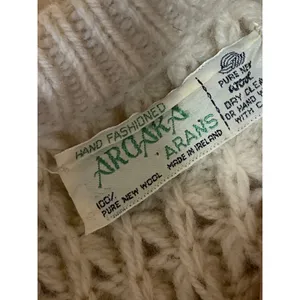 Arans Women's Cream Cable Knit Crew Neck Raglan Sleeve Fisherman Sweater Top S thumbnail 5