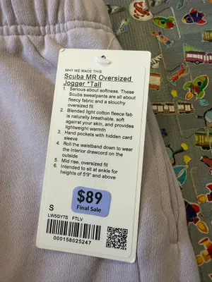 Lululemon women’s lavender scuba MR oversized jogger tall thumbnail 4